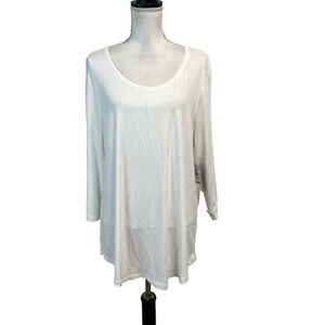 JM Collection Blouse Tunic size Extra Large White Jersey Knit Stretch Casual